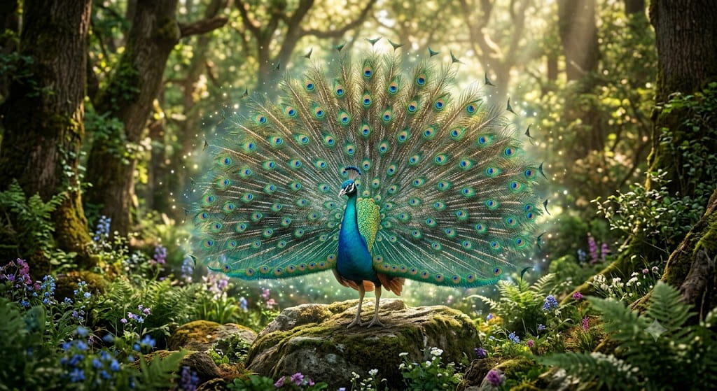 Krafttier Pfau – spirituelle Bedeutung 2026 Symbolik von Schönheit, Selbstwert und Transformation