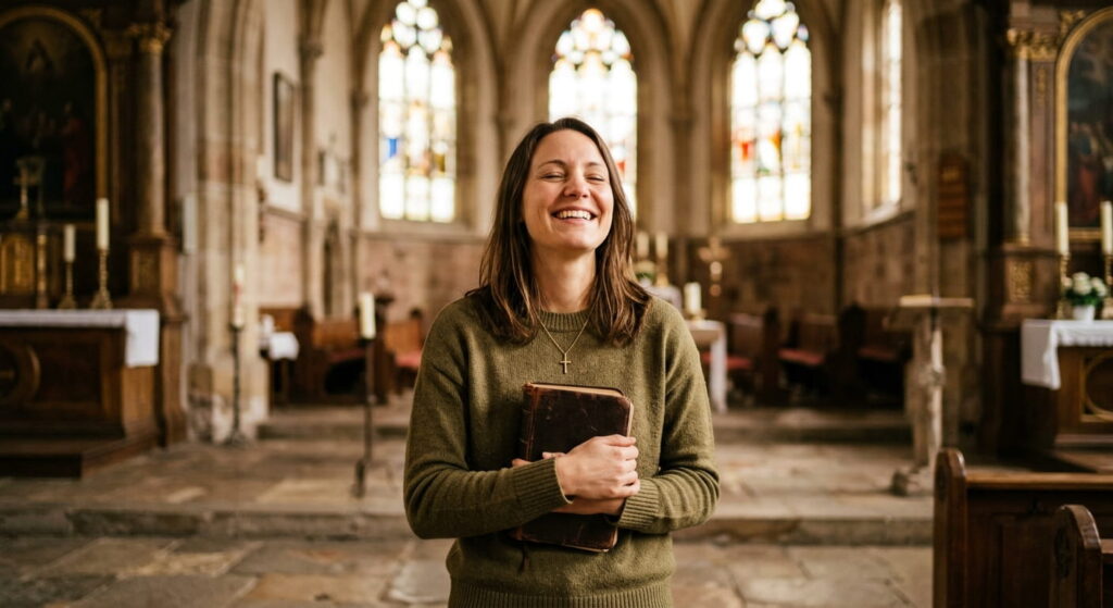 Glückliche Frau Christentum update-seele.de Sidebar